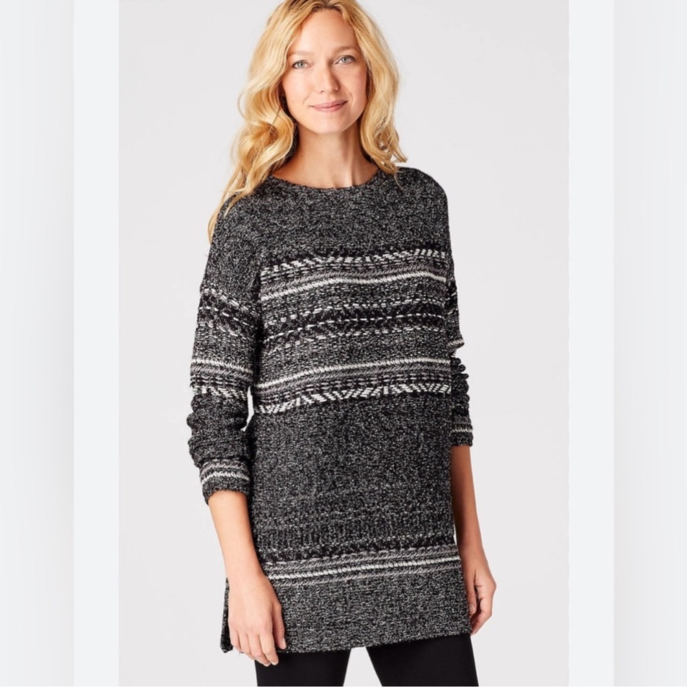 J. Jill Striped Marled Sweater Gray Size Medium